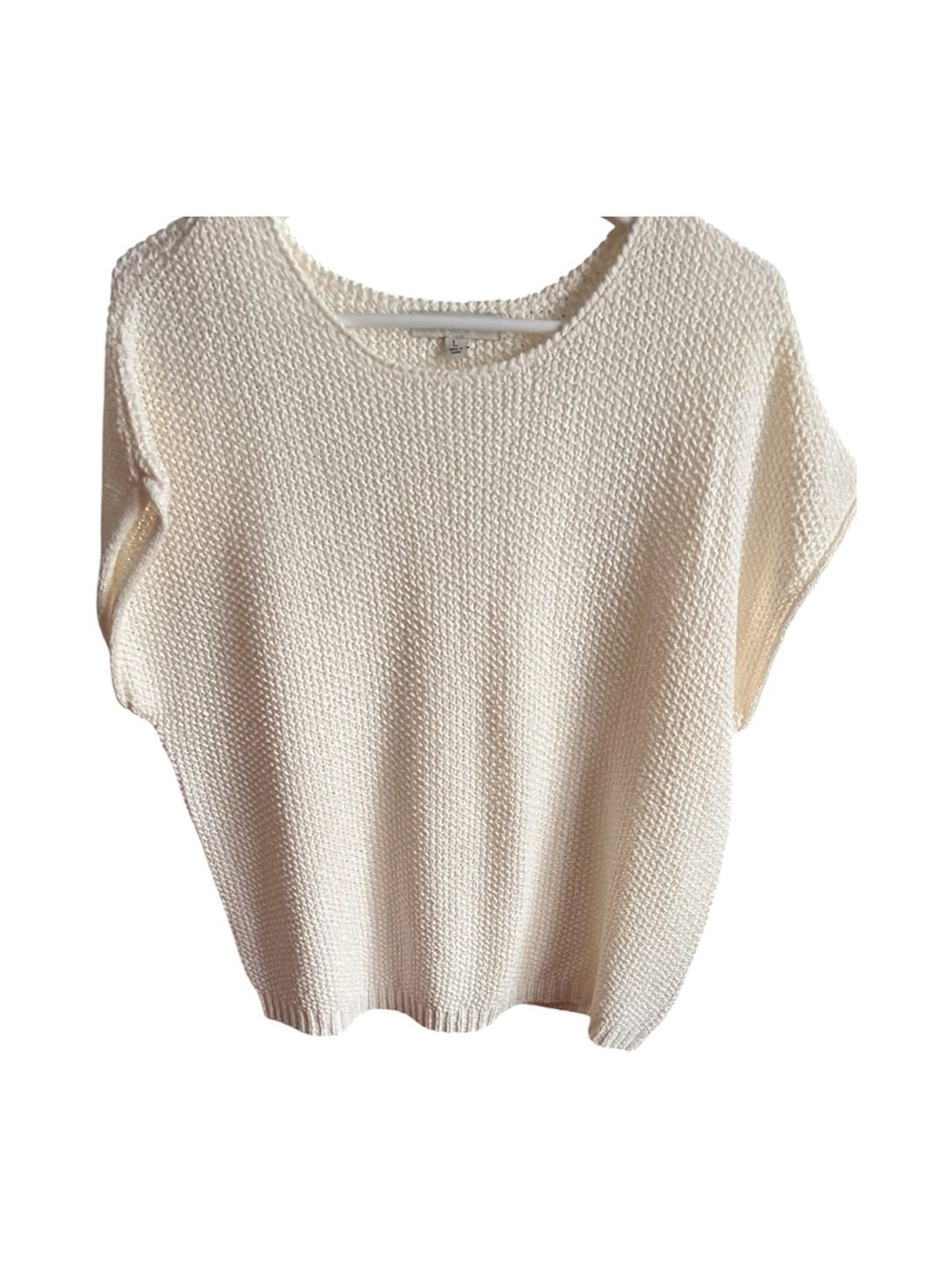 Francesca's Collections Cream Textured Boxy Short-Sleeve Sweater